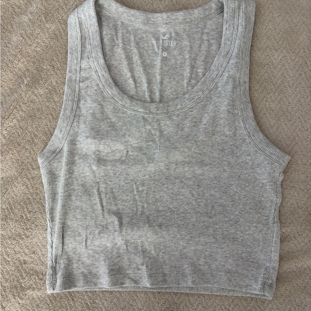 Hollister Light Gray Ribbed Tank Crop